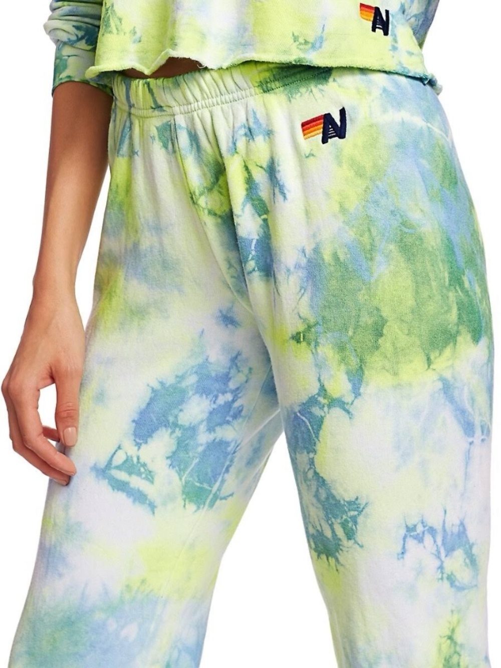 Aviator Nation - Hand Dyed Women's Sweatpant in Tie Dye Neon Yellow - Small - Picture 2 of 8